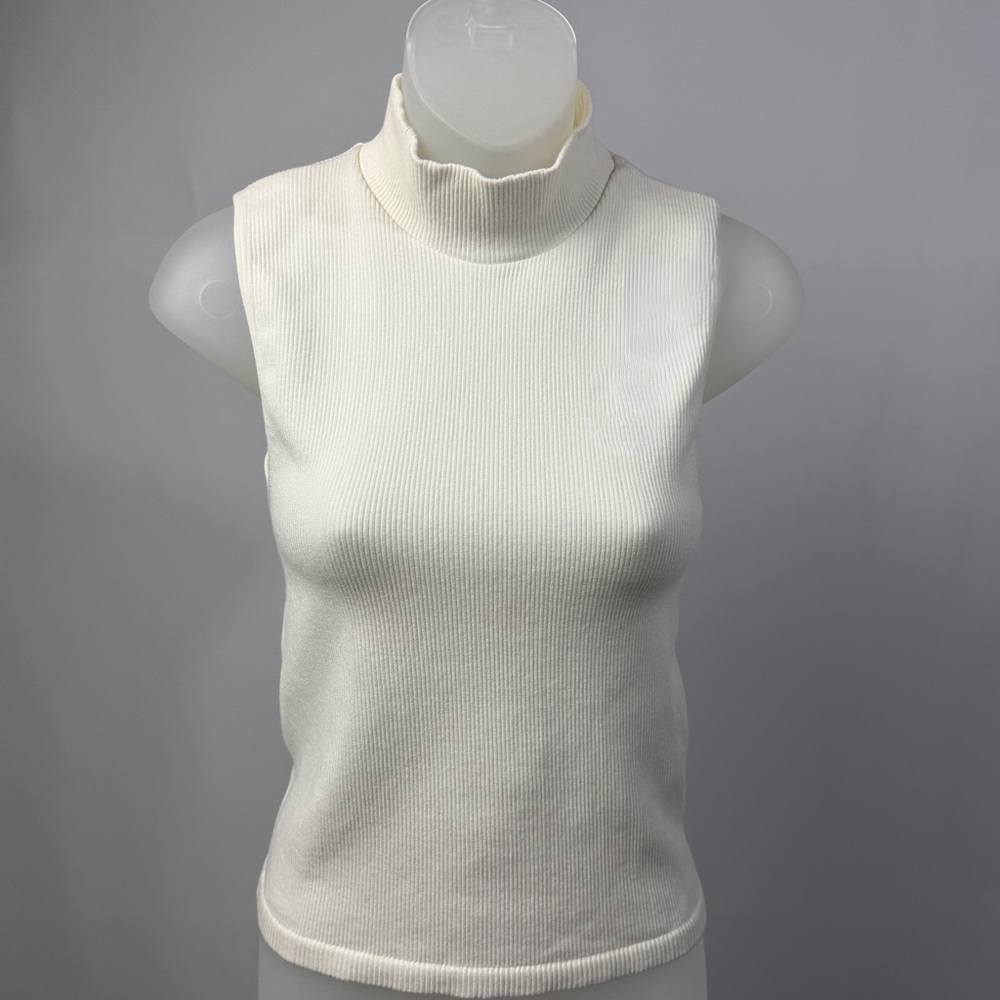 Forever 21 Cream Sleeveless Turtleneck Tank Top